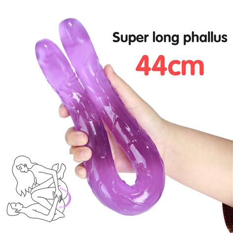 Cm Soft Jelly Dildo Double Long Realistic Dildos Cock Lesbian Vaginal Anal Plug Flexible Fake