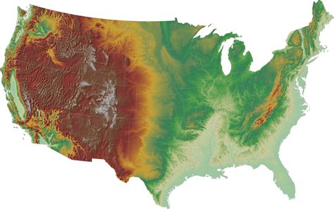 Topographic Hillshade Map Of The Contiguous United States 5000×3136