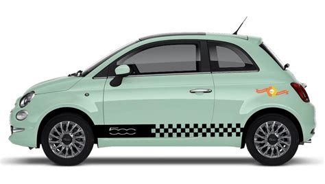 Fiat 500 Vinyl Racing Checkered Flag Stripe Decal Sticker 52