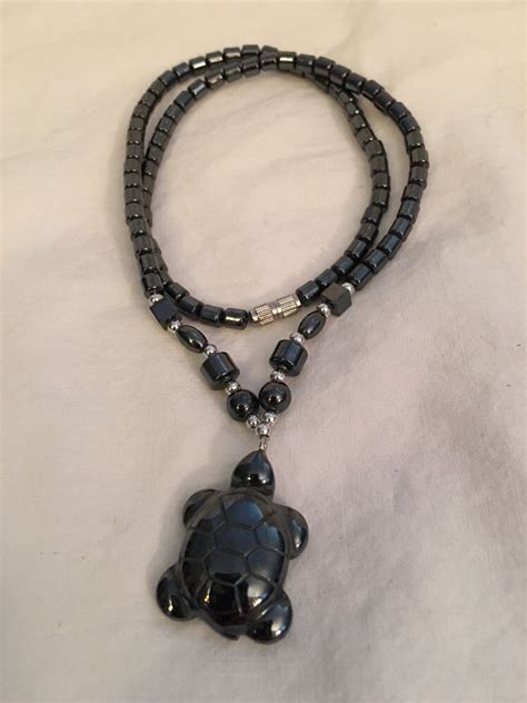 Hematite Turtle Shaped Pendant 18 Necklace W Twist Closure EBay