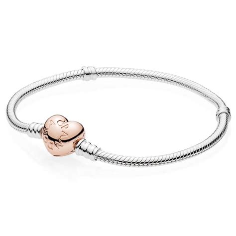 Pandora™ Moments Silver Bracelet With Pandora Rose Heart Clasp £70