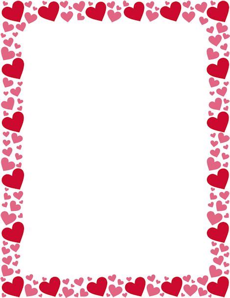 Printable Red And Pink Heart Border Free   Pdf And Png