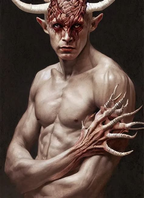 Half Demon Half Human Intricate Skin Man Elegant Stable Diffusion
