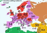 Telephone Calling And Dialling Codes In Europe Map Europe Map Europe ...