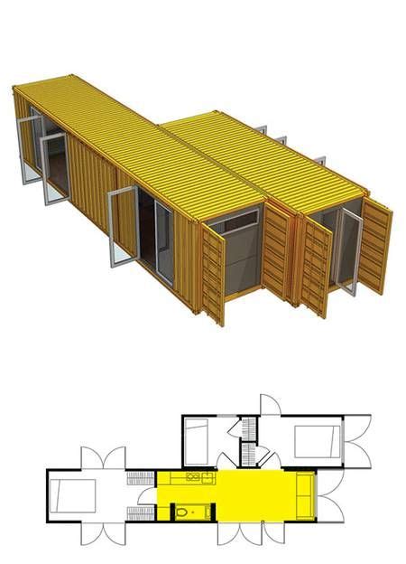 The Plans For A Shipping Container House Are Shown In Two Different