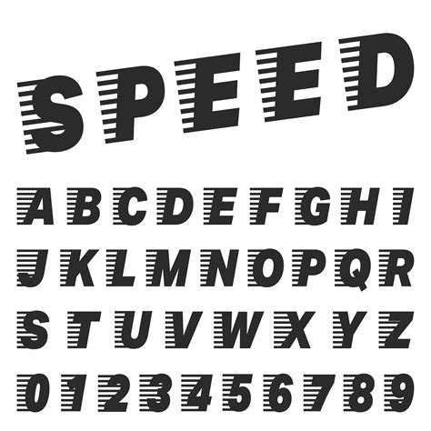 Speed Alphabet Font Template Set Of Letters And Numbers 683898 Vector