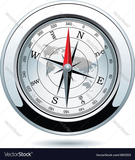 Silver Compass Royalty Free Vector Image Vectorstock