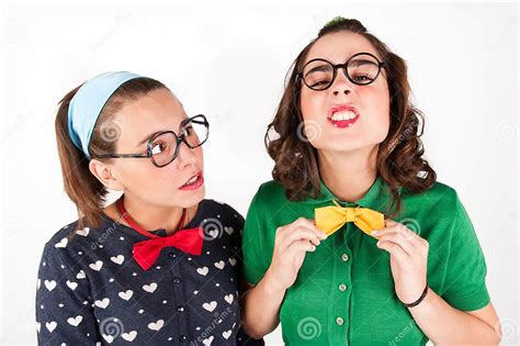 Young Nerdy Girls Stock Photo Image Of Glasses Color 43320040