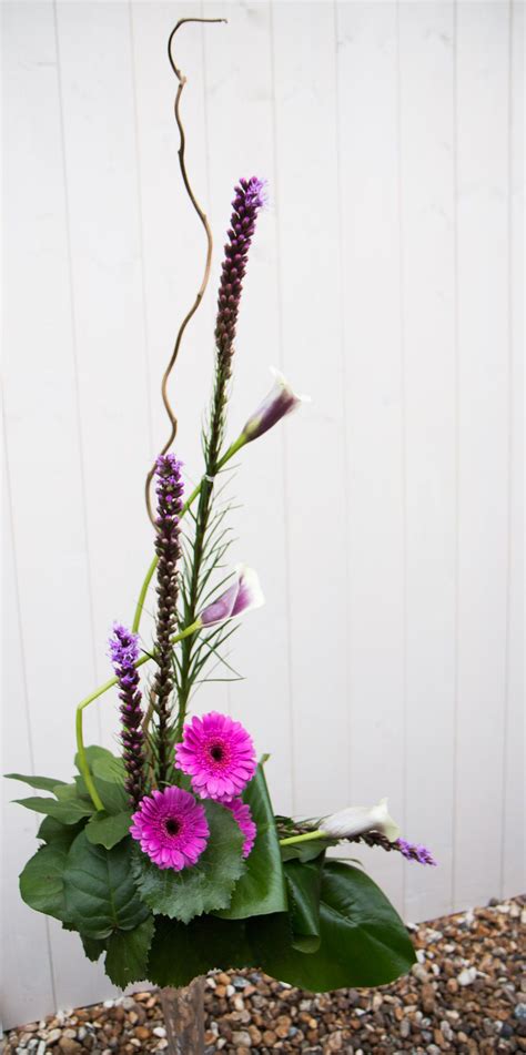 11 curated floral design vertical line ideas by happy629. Traditional line arrangement - liatris, calla, gerbera ...