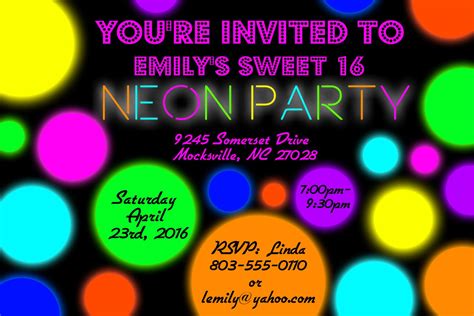 Neon Party Invitation Glow Party Invitation Glow In The Dark Neon