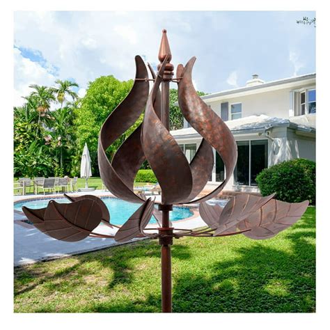 Cyan Oasis 3d Kinetic Tulip Wind Spinner，metal Wind Sculpture Windmill