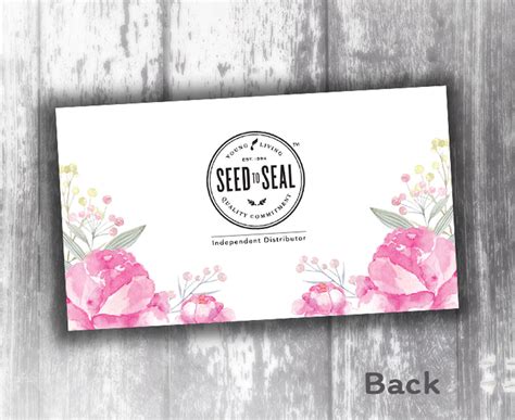 Young Living Business Card Watercolor Rose Oily Cards Young