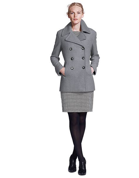 Calvin Klein Wool Blend Pea Coat In Gray Grey Lyst
