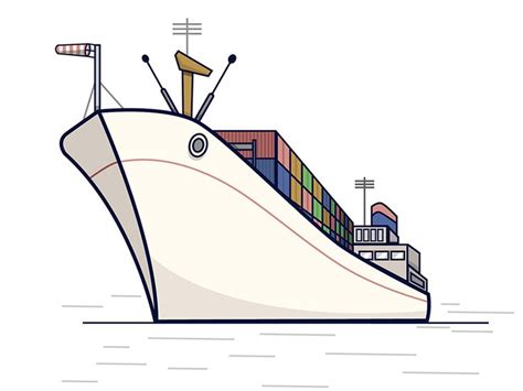 Container Ship Illustration Illustration Line Illustration