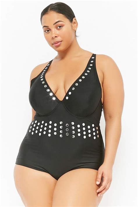 Forever 21 Plus Size Paramour Embellished One Piece Swimsuit Outfits Plus Size Curvy Girl