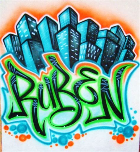 Airbrush T Shirt With Graffiti City Scene Hip Hop Etsy Graffiti
