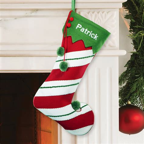 Embroidered Candy Cane Christmas Stocking Tsforyounow