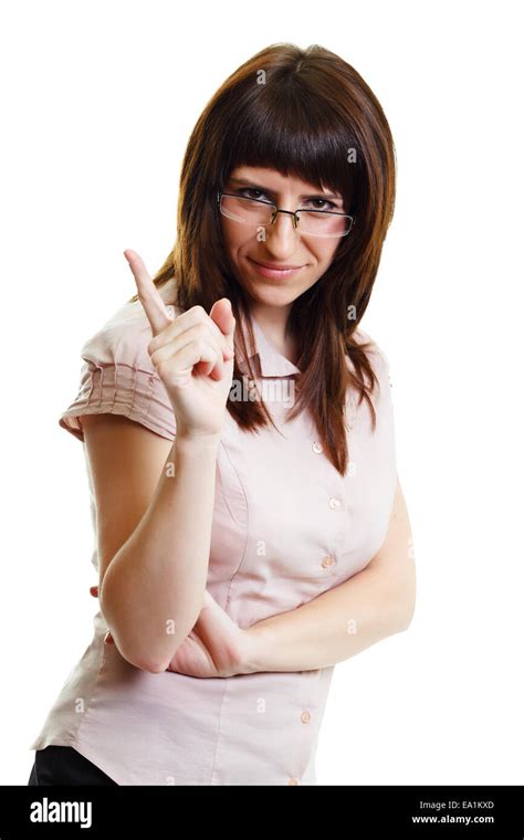 Young Attractive Girl In Glasses Strict Stock Photo Alamy