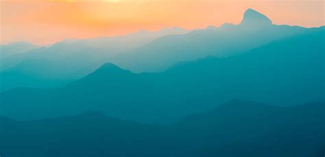 Hd Wallpaper Sunset Mountain Range Teal 5k Turquoise Gradient