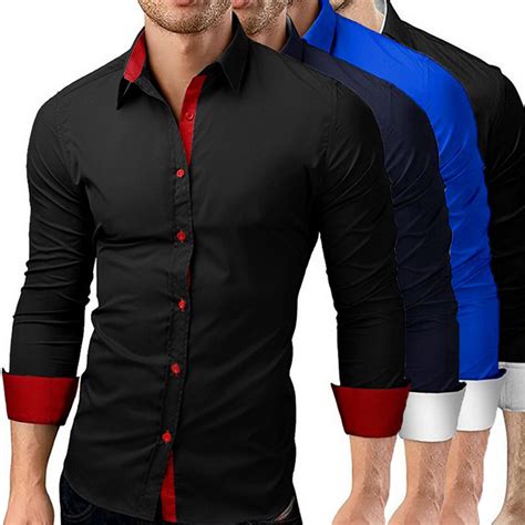 2021 men shirts luxury formal stylish slim fit long sleeve casual pacthwork dress shirts tops