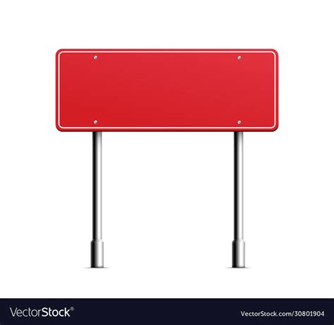 Red Rectangle Road Sign With Blank Copy Space Vector Image
