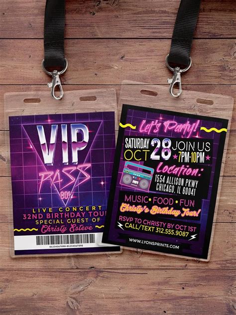 S Party S Hip Hop Hair Metal VIP PASS Backstage Pass Etsy Glow Birthday Party Neon