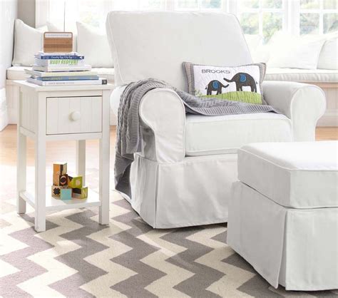 Slipcovered Comfort Swivel Rocker And Ottoman Nursery Chairs Slipcover