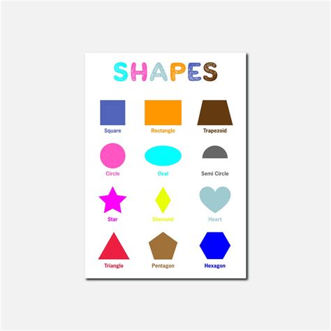 Geometric Shapes Printable Educational Poster Playroom Etsy