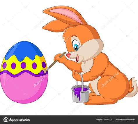 Vector Illustration Easter Bunny Painting Egg Stock Vector Image By