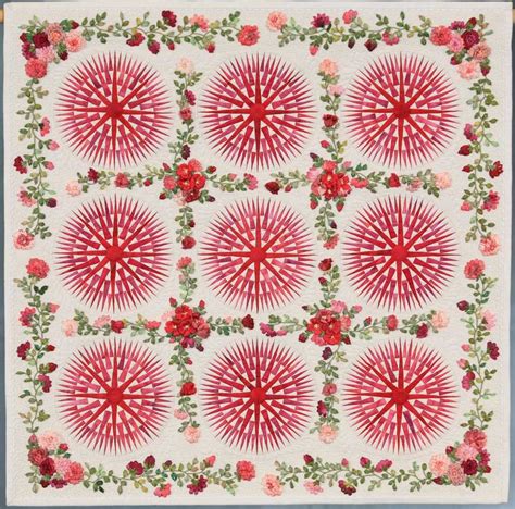 .late october and all of november and part of december the rose garden is in full swing! only 21" x 21" - Winner for Best Miniature Quilt...Entered ...
