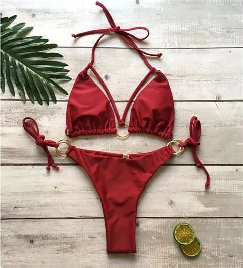 Sexy Triangle Bikinis Women Push Up Brazilian Bikini Set Swimwear Bandage Bathing Suits Beach