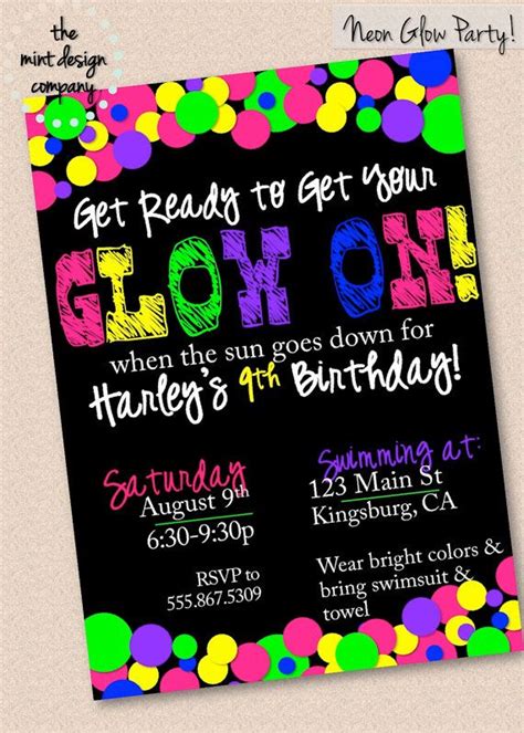 Black Light Birthday Party Invitations