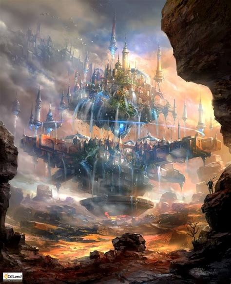 Floating Sci Fi City Futuristic Fantasy Digital Art Fantasy