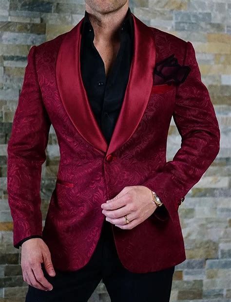 S By Sebastian Burgundy Paisley Dinner Jacket Dress Suits For Men