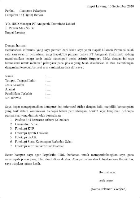 Contoh Surat Lamaran Dari Teman 3 Dalam Contoh Surat Lamaran Kerja