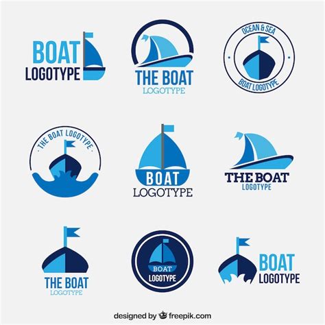 Coleção De Logos De Barco Em Design Plano Vetor Grátis