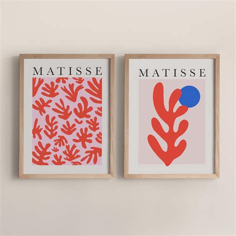Set Of Henri Matisse Printable Wall Art Pink Red Abstract Etsy