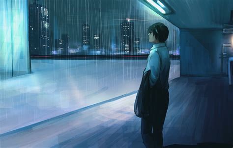 Wallpaper Rain Anime Guy Images For Desktop Section арт Download