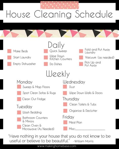 How To Plan Your Weekly Housework Maid In Essex Domestic Cleaners
