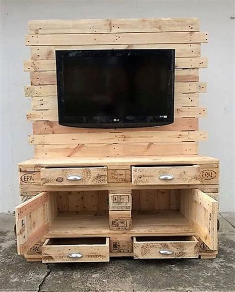 Wooden Pallets Made Tv Console Wood Pallet Furniture