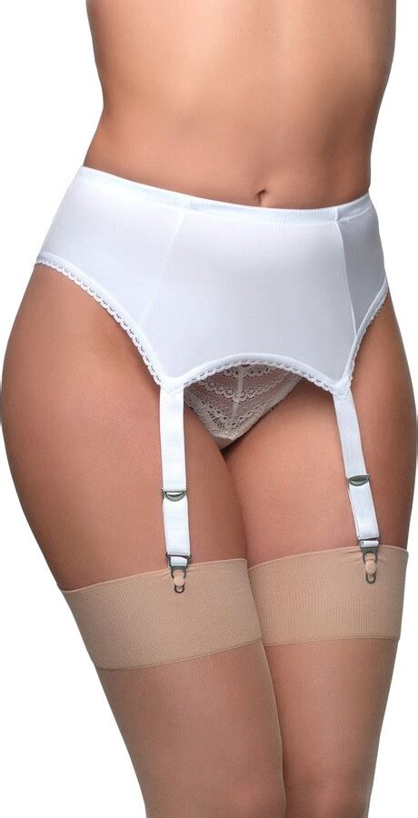 Nylon Dreams NDL6 Women S White Solid Colour Garter Belt 4 Strap