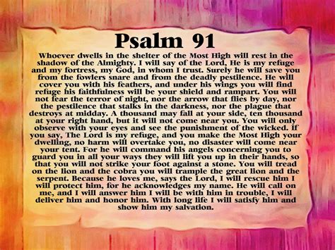 Niv Psalm 91 Poster Large Psalm 91 Prayer Card Large 331 X 234