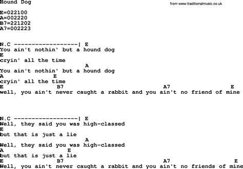 Hound Dog By Elvis Presley Lyrics And Chords