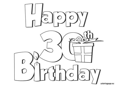 Happy 30 Birthday Coloring Page Birthday Coloring Pages Happy 30th