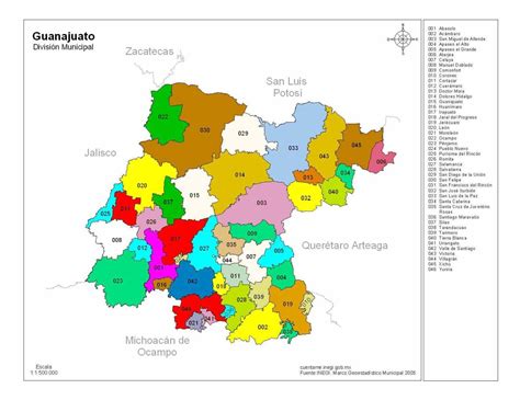 Mapa De Guanajuato Con Nombres A Color Pdf Descargable