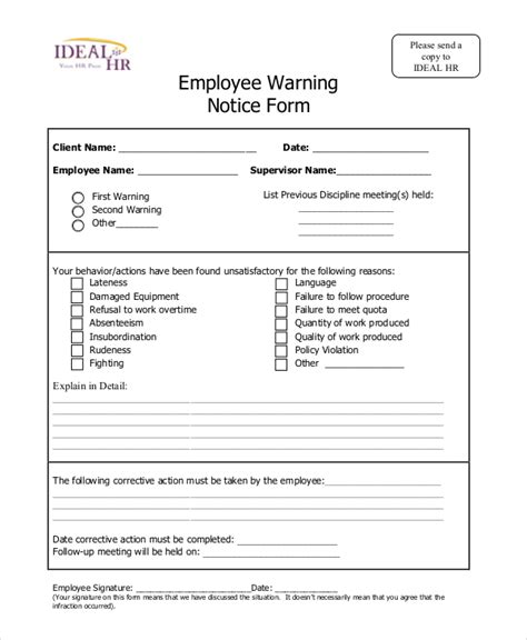 Free 5 Restaurant Employee Write Up Forms In Pdf Employee Warning