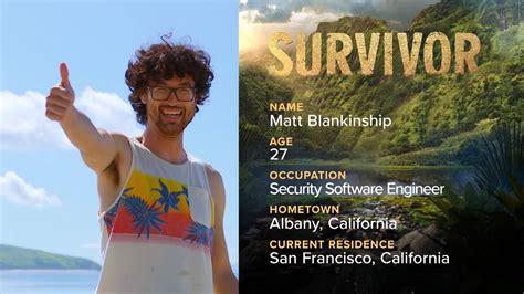 Matt Blankinship Survivor44 Cast Bio New Season Wednesdays Youtube