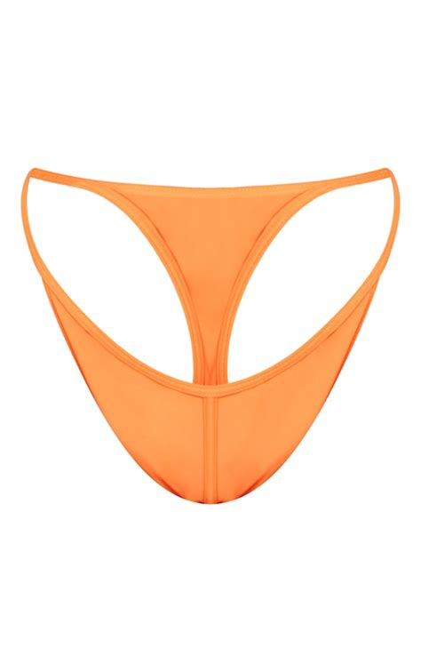 plus orange high leg v front tanga bikini bottoms prettylittlething usa