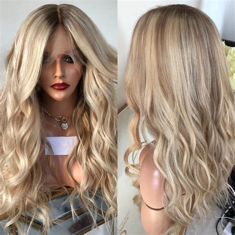 Wavy Blonde Full Lace Human Hair Wigs For White Women Transparent Lace