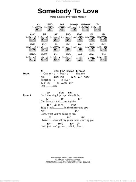 Somebody To Love Sheet Music For Guitar Chords Pdf